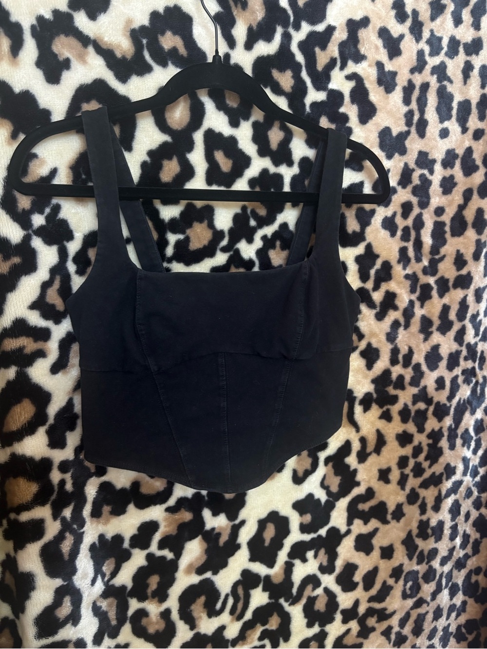 Garage Black Square Neck Cropped Tank Top